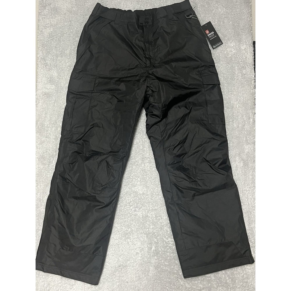Swiss Tech Mens Black Insulated Snow Cargo Pants Large 36-38 SM42609Y NWT